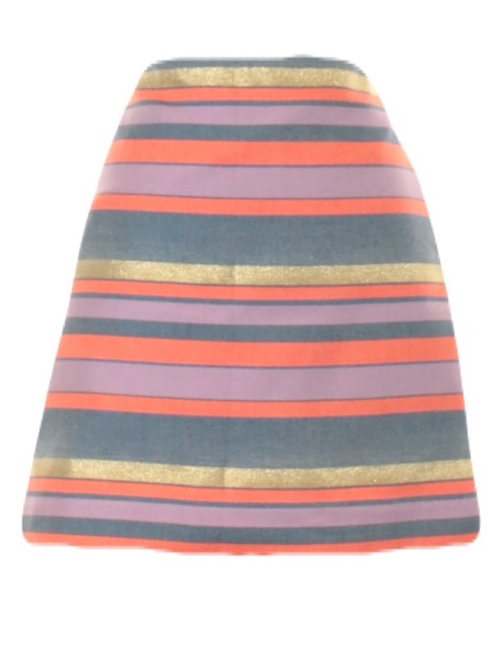 Striped A-Line Mini Skirt in Coral, Lavender & gray, gold